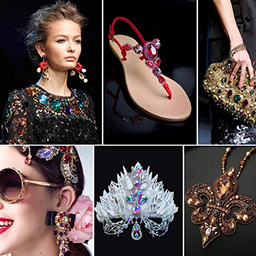 DONGZHOU Sew On Rhinestones Fancy Stone with Setting Sew on Rhinestone Metal Setting Sewing Claw Rhinestone Mixed Shapes Sew On Glass Gems for Jewelry, Clothes, Costume, Shoes,Dress, Garments