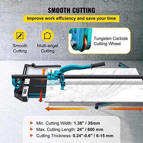 Mophorn Tile Cutter, 24 Inch Manual Tile Cutter, Tile Cutter Tools w/Single Rail Double Brackets, 3/5 in Cap w/Precise Laser Guide, Tile Cutter Porcelain Tools for Precision Cutting Porcelain Tiles