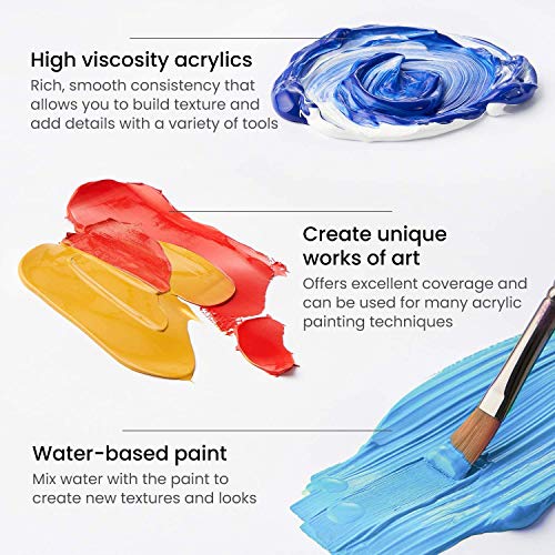 Arteza Acrylic Paint, Set of 12 Colors/Tubes (0.74 oz, 22 ml) with Storage Box, Rich Pigments, Non Fading, Non Toxic Paints for Artist & Hobby Painters, Art Supplies for Canvas Painting
