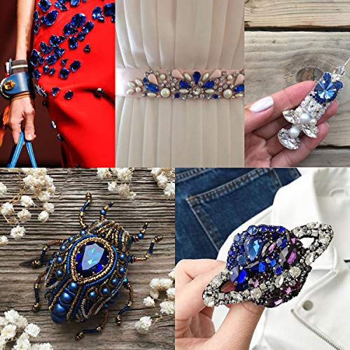 DONGZHOU Sew On Rhinestones Fancy Stone with Setting Sew on Rhinestone Metal Setting Sewing Claw Rhinestone Mixed Shapes Sew On Glass Gems for Jewelry, Clothes, Costume, Shoes,Dress, Garments