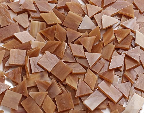 Lanyani Glass Mosaic Tiles for Art Crafts,4 Shapes Mixed Tiffany Stained Glass Pieces,200 Pieces (Coffe-1)