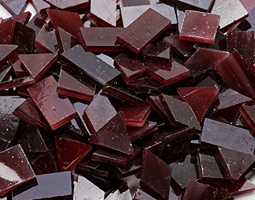Lanyani Glass Mosaic Tiles for Art Crafts,4 Shapes Mixed Tiffany Stained Glass Pieces,200 Pieces (Red-2)