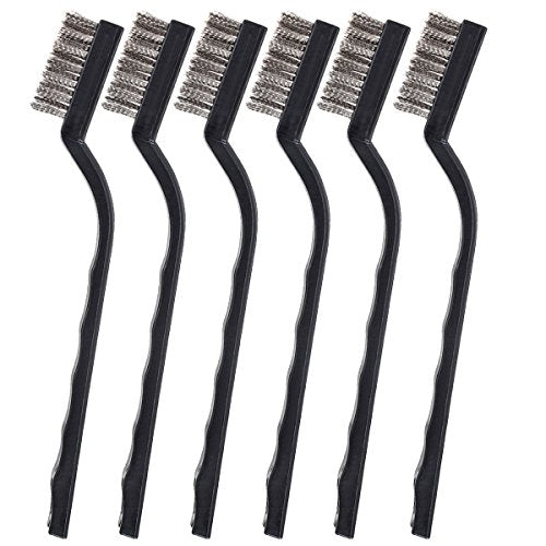 12 Pieces Wire Brush (Stainless Steel + Brass) Scratch Brush, Curved Handle Masonry Brush Wire Bristle for Cleaning Welding Slag and Rust