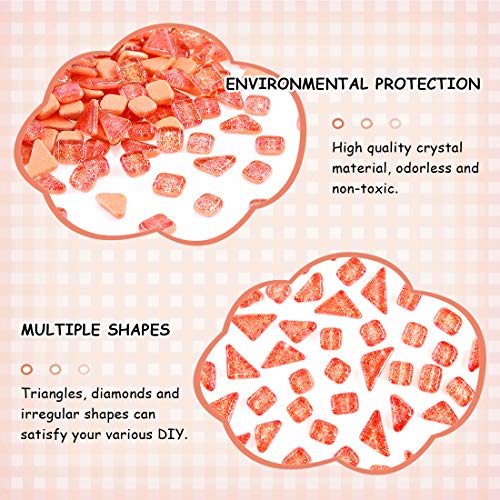 Swpeet 1 Pound Orange Shine Crystal Series Mosaic Tiles Assortment Kit, Square and Triangle Genuine Mosaic Tiles Glitter Crystal Mosaic Perfect for Home Decoration Crafts - Mosaic Tiles U
