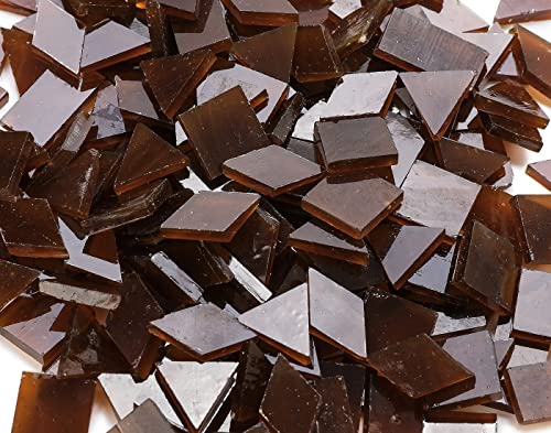 Lanyani Glass Mosaic Tiles for Art Crafts,4 Shapes Mixed Tiffany Stained Glass Pieces,200 Pieces (Honey)