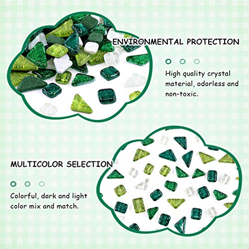 Swpeet 1 Pound Mixed Colors Shine Crystal Series Mosaic Tiles Assortment Kit, Square and Triangle Genuine Mosaic Tiles Glitter Crystal Mosaic Perfect for Home Decoration Crafts - Mosaic Tiles J