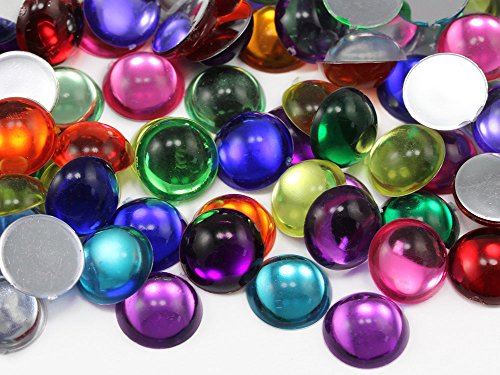 KraftGenius Allstarco 15mm Round Flat Back Acrylic Cabochons Assorted Colors Plastic Gems for Crafts Costume Embelishments Card Making Jewels Jewelry Making Supplies Cosplay Jewels - 100 Pieces