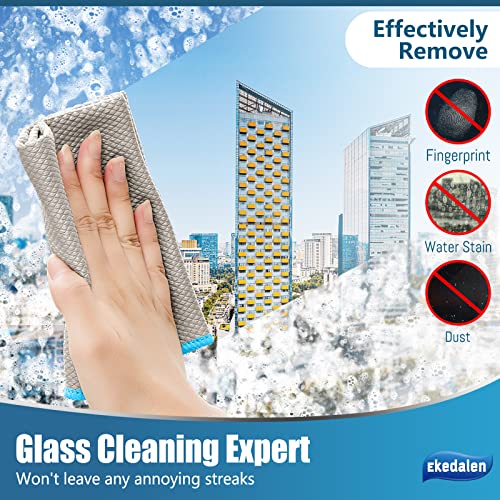 Microfiber Lint Free Cloth Streak Free Miracle Cleaning Cloths Esay Clean Glass Polishing Windows Mirrors Kitchen Household Reusable Cleaning Rags, Pack of 8