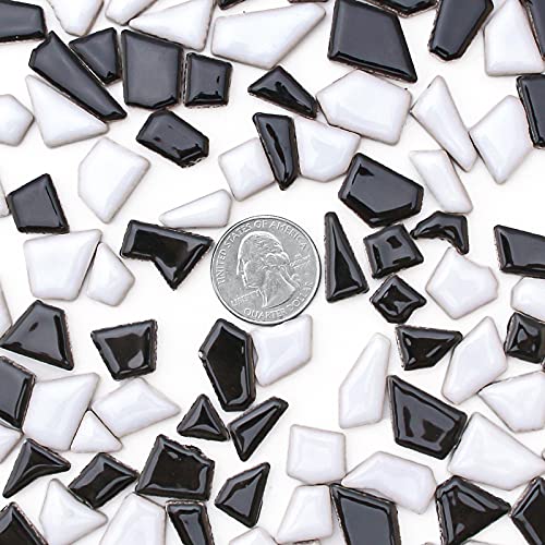 Youway Style Ceramic Mosaic Tiles for Crafts Bulk, 228g Black and White Mosaic Tiles, Mosaic Pieces for Mosaic Making Supplies (Mixed Colors,8 Ounce)