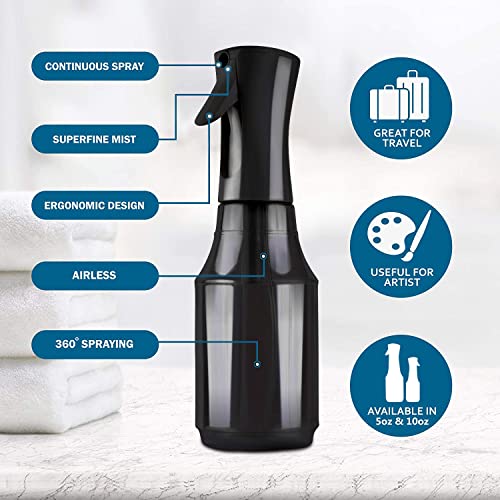 Beautify Beauties Hair Spray Bottle – Ultra Fine Continuous Water Mister for Hairstyling, Cleaning, Plants, Misting & Skin Care (24 Ounce Black)