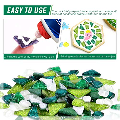 Swpeet 1 Pound Mixed Colors Shine Crystal Series Mosaic Tiles Assortment Kit, Square and Triangle Genuine Mosaic Tiles Glitter Crystal Mosaic Perfect for Home Decoration Crafts - Mosaic Tiles J