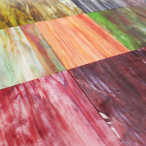 LITMIND 12 Pack Variety Stained Glass Sheets Pack, 4 x 6 inch Mosaic Glass Tiles for Crafts, Art Glass Pack, Assorted Granite Colors and Marble Textures(Opaque/Smooth) - Texture Mixed