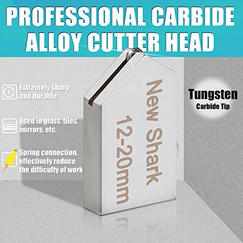 NewShark Glass Cutter Pistol Grip (2mm-20mm), Ergonomic Grip Tungsten Carbide Glass Cutting Tools with Oil Reservoir, Perfect for Glass Cutting/Tiles/Mirror/Mosaic/Window