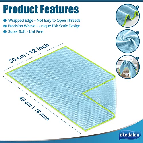 Microfiber Lint Free Cloth Streak Free Miracle Cleaning Cloths Esay Clean Glass Polishing Windows Mirrors Kitchen Household Reusable Cleaning Rags, Pack of 8