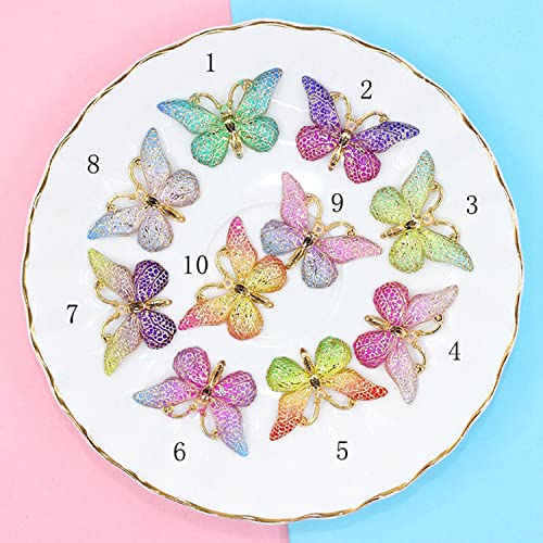 YUNXI 40 PCS Colorful Butterfly Charms Butterfly Pendants Butterfly Jewelry Enamel for Earrings Bracelets Necklace DIY Phone Case Hair Clip Craft Jewelry Making (40 PCS)