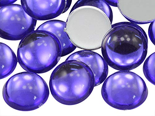 KraftGenius Allstarco 15mm Round Flat Back Acrylic Cabochons Assorted Colors Plastic Gems for Crafts Costume Embelishments Card Making Jewels Jewelry Making Supplies Cosplay Jewels - 100 Pieces