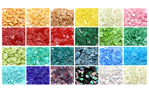 Lanyani 200 Pieces Glass Mosaic Tiles for Crafts,4 Shapes Mixed Colorful Tiffany Stained Glass Pieces,Square/Rectangle/Diamond/Triangle,Dark Red