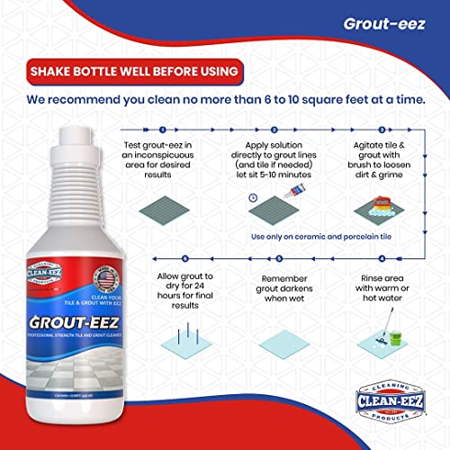 IT JUST WORKS! Grout-Eez Super Heavy-Duty Grout Cleaner. Easy and Safe To Use. Destroys Dirt and Grime With Ease. Even Safe For Colored Grout. Clean-eez