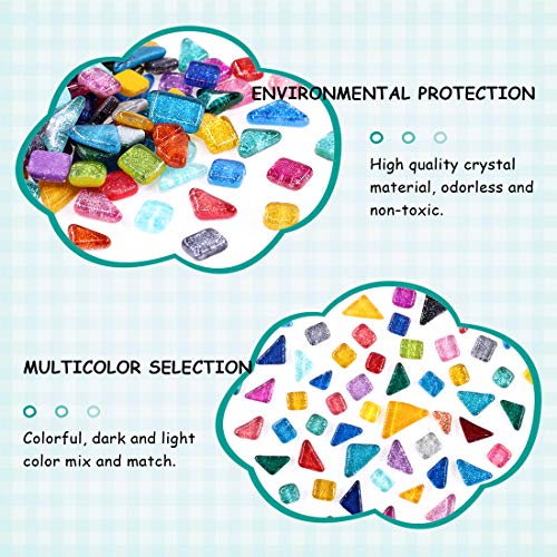 Swpeet 1 Pound Mixed Colors Shine Crystal Series Mosaic Tiles Assortment Kit, Square and Triangle Genuine Mosaic Tiles Glitter Crystal Mosaic Perfect for Home Decoration Crafts - Mosaic Tiles C