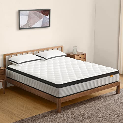 S SECRETLAND King Mattress, 12 Inch Hybrid Memory Foam Mattress and Individual Pocket Springs,King Bed in a Box with Pressure Relief and Cooler Cover,Medium Softer King Size