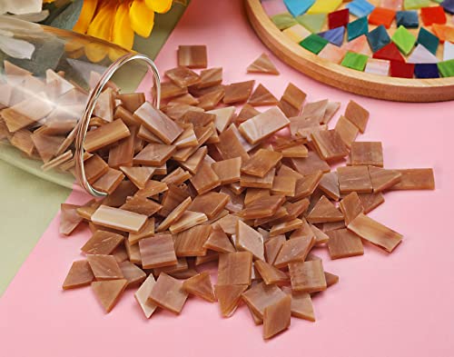 Lanyani Glass Mosaic Tiles for Art Crafts,4 Shapes Mixed Tiffany Stained Glass Pieces,200 Pieces (Coffe-1)