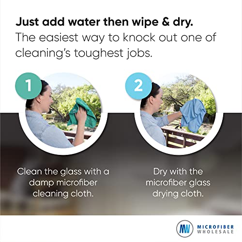 Microfiber Glass Cleaning Cloths | Streak Free Windows & Mirrors | Lint Free Towels | Car Windows Wipes | Polishing Rags | Machine Wash- Blue, Green (8 Pack)