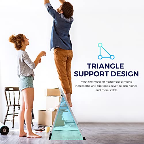 Delxo Step Ladder 2 Step Stool with Handle Heavy Duty Steel Sturdy Wide Pedal Step Stool Folding Lightweight Anti-Slip Portable & Collapsible Stool Folding Ladder Kitchen Step Stool - 500 lbs.