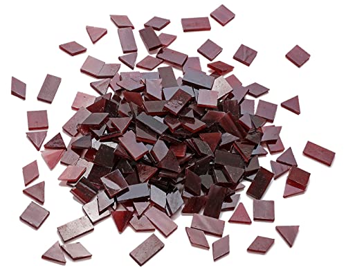 Lanyani Glass Mosaic Tiles for Art Crafts,4 Shapes Mixed Tiffany Stained Glass Pieces,200 Pieces (Red-2)