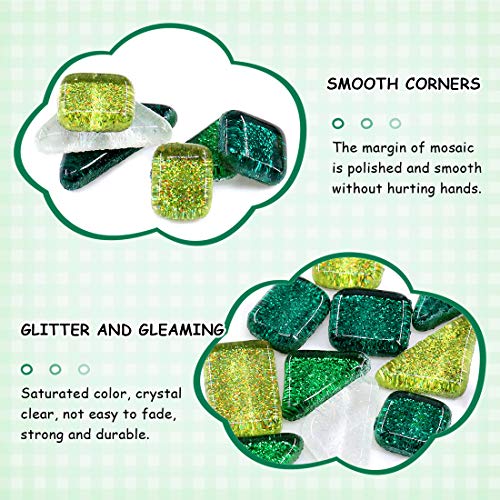 Swpeet 1 Pound Mixed Colors Shine Crystal Series Mosaic Tiles Assortment Kit, Square and Triangle Genuine Mosaic Tiles Glitter Crystal Mosaic Perfect for Home Decoration Crafts - Mosaic Tiles J