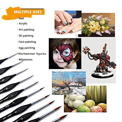 Detail Paint Brushes Set 10pcs Miniature Brushes for Fine Detailing & Art Painting - Acrylic, Watercolor,Oil,Models, Warhammer 40k.