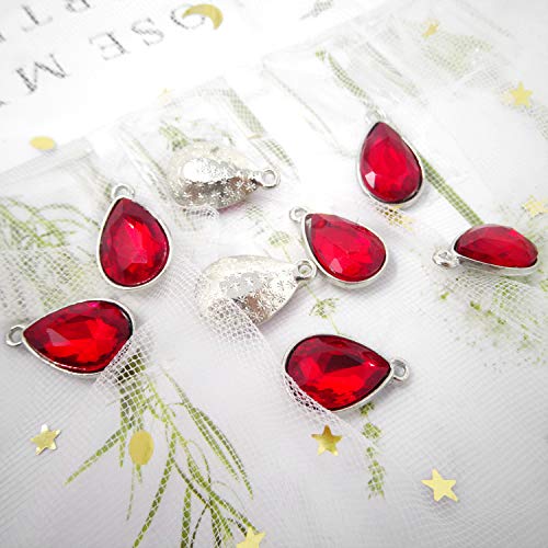 Honbay 20PCS 10x14mm Red Crystal Waterdrops Teardrops Charms Pendant for Necklaces, Bracelets, Earrings Making or Other DIY Crafts (Red)