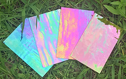 Lanyani 12 Sheets Iridescent Stained Glass Sheets, Cathedral Art Glass Packs for Mosaic Work Craft, Assorted Clear+Opaque+Colored Transparent