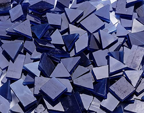 Lanyani Glass Mosaic Tiles for Art Crafts,4 Shapes Mixed Tiffany Stained Glass Pieces,200 Pieces (Blue-1)