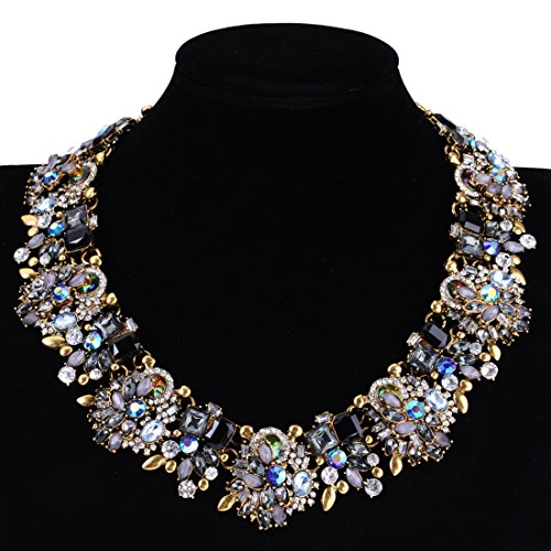 Crystal Rhinestone Statement Necklace, Vintage Chunky Chain Choker Collar Bib Statement Necklace Fashion Costume Jewelry Necklaces for Women