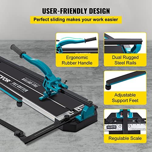 Mophorn Tile Cutter, 24 Inch Manual Tile Cutter, Tile Cutter Tools w/Single Rail Double Brackets, 3/5 in Cap w/Precise Laser Guide, Tile Cutter Porcelain Tools for Precision Cutting Porcelain Tiles