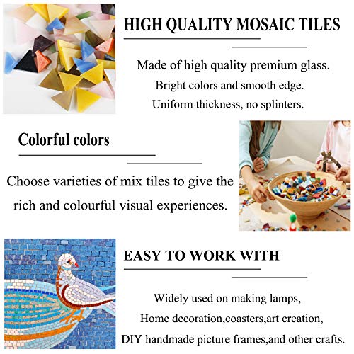 1000 Pieces Mixed Color Mosaic Tiles Mosaic Glass Pieces for Home Decoration or DIY Crafts, Triangle (Triangle,1.5 by 1.5 cm)