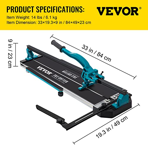 Mophorn Tile Cutter, 24 Inch Manual Tile Cutter, Tile Cutter Tools w/Single Rail Double Brackets, 3/5 in Cap w/Precise Laser Guide, Tile Cutter Porcelain Tools for Precision Cutting Porcelain Tiles