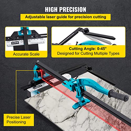 Mophorn Tile Cutter, 24 Inch Manual Tile Cutter, Tile Cutter Tools w/Single Rail Double Brackets, 3/5 in Cap w/Precise Laser Guide, Tile Cutter Porcelain Tools for Precision Cutting Porcelain Tiles