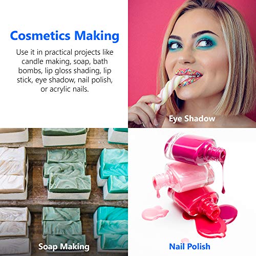 Rolio - Mica Powder - 24 Bags of Pearlescent Color Pigment for Paint, Dye, Soap Making, Nail Polish, Epoxy Resin, Candle Making, Bath Bombs, Slime