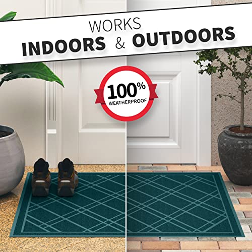 SlipToGrip Universal Door Mat – XL Size 42” x 35” – Anti Slip, Durable & Washable – Duraloop Mesh Entrance Outdoor & Indoor Welcome Mat – Dirt and Dust Absorber (Emerald Green)