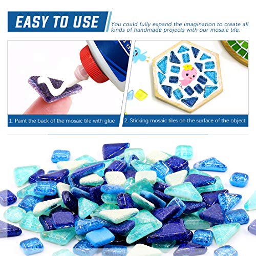 Swpeet 1Ib Glass Mosaic Tiles Pieces Stained Glass for Crafts, Mixed Colors and Patterns (Mosaic Tiles E)