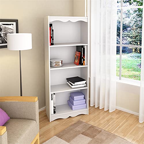 Home Square 4 Shelf Bookcase Set in Frost White (Set of 2)