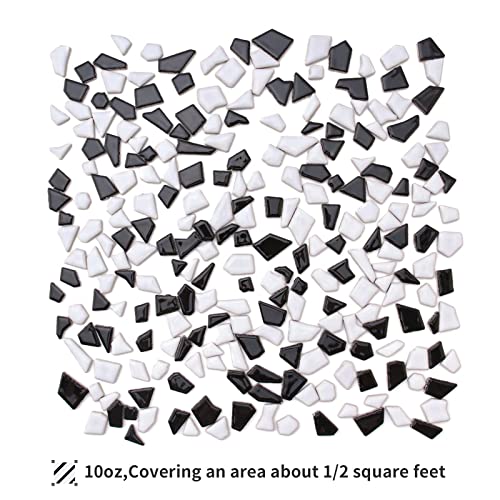 Youway Style Ceramic Mosaic Tiles for Crafts Bulk, 228g Black and White Mosaic Tiles, Mosaic Pieces for Mosaic Making Supplies (Mixed Colors,8 Ounce)