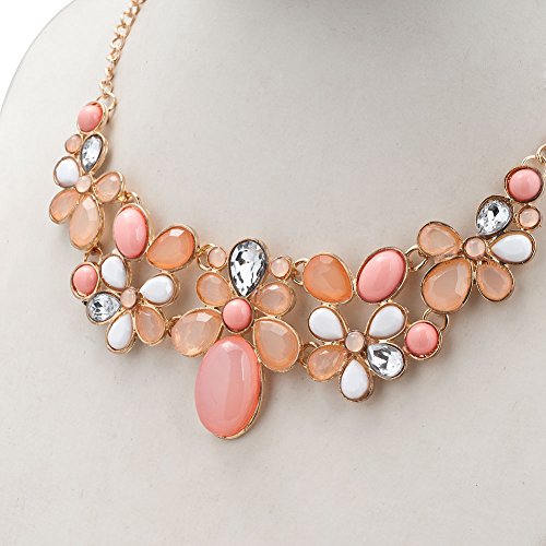 LilyJewelry Pink Flower Chunky Statement Necklace