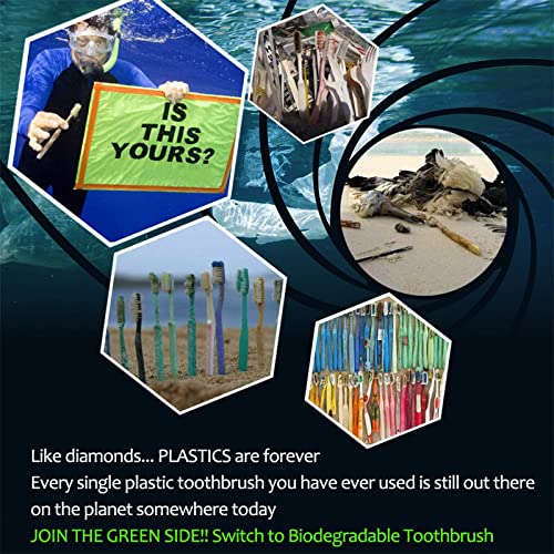 Nuduko Biodegradable Bamboo Toothbrushes, 10 Piece BPA Free Soft Bristles Toothbrushes, Natural, Eco-Friendly, Green and Compostable