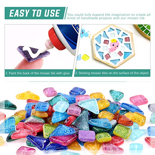 Swpeet 1 Pound Mixed Colors Shine Crystal Series Mosaic Tiles Assortment Kit, Square and Triangle Genuine Mosaic Tiles Glitter Crystal Mosaic Perfect for Home Decoration Crafts - Mosaic Tiles C