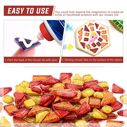 Swpeet 1 Pound Mixed Colors Shine Crystal Series Mosaic Tiles Assortment Kit, Square and Triangle Genuine Mosaic Tiles Glitter Crystal Mosaic Perfect for Home Decoration Crafts - Mosaic Tiles I
