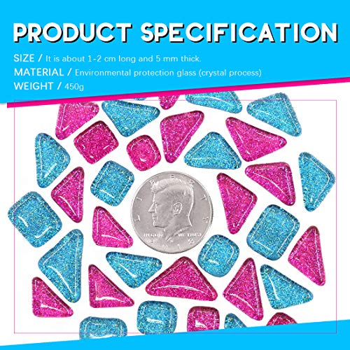 Swpeet 1 Pound Mixed Colors Shine Crystal Series Mosaic Tiles Assortment Kit, Square and Triangle Genuine Mosaic Tiles Glitter Crystal Mosaic Perfect for Home Decoration Crafts