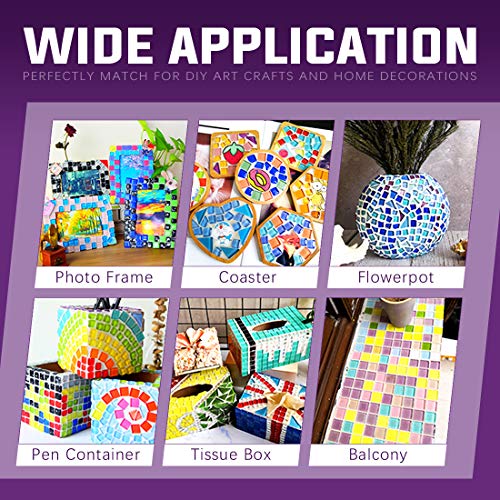 Swpeet 1 Pound Purple Shine Crystal Series Mosaic Tiles Assortment Kit, Square and Triangle Genuine Mosaic Tiles Glitter Crystal Mosaic Perfect for Home Decoration Crafts Supply