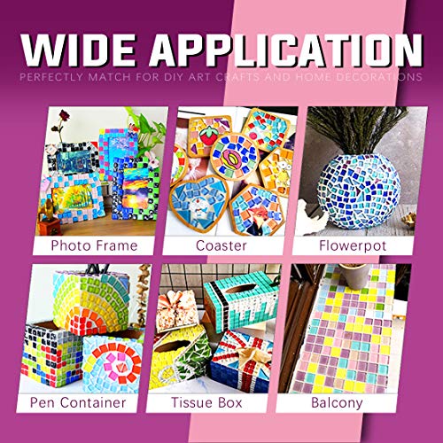 Swpeet 1 Pound Mixed Colors Shine Crystal Series Mosaic Tiles Assortment Kit, Square and Triangle Genuine Mosaic Tiles Glitter Crystal Mosaic Perfect for Home Decoration Crafts - Mosaic Tiles H